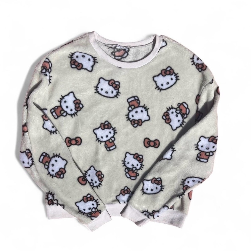 Hello Kitty Gray Crew Neck Sweater with Playful Print